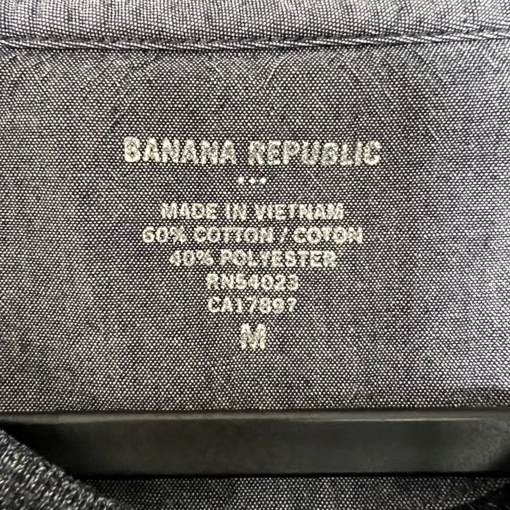 Banana Republic Shirt Mens Sz M Blue Gray Henley Long Sleeve Casual Outdoor
